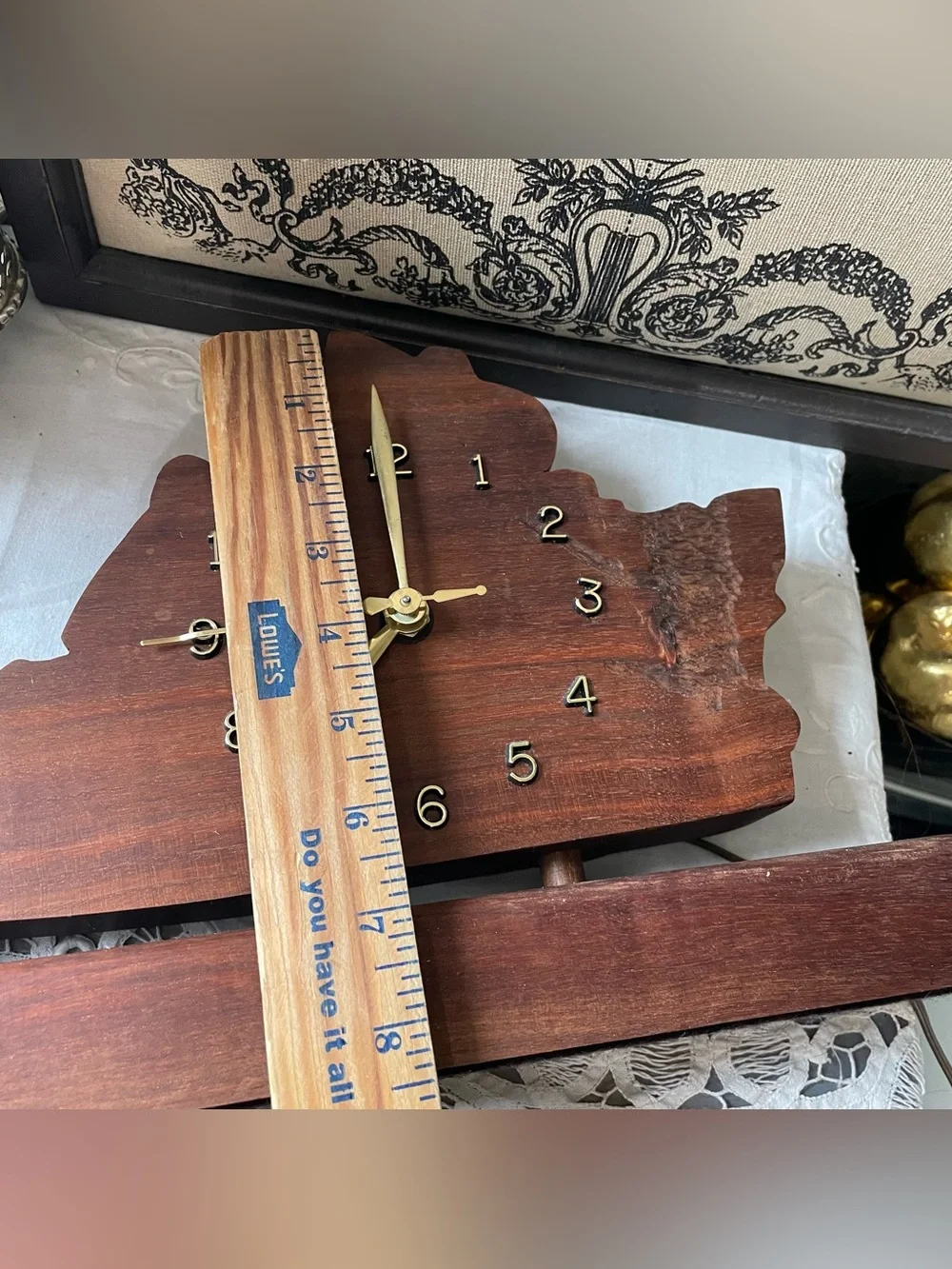 Handcrafted Virginia Wood Mantel Clock - Brown